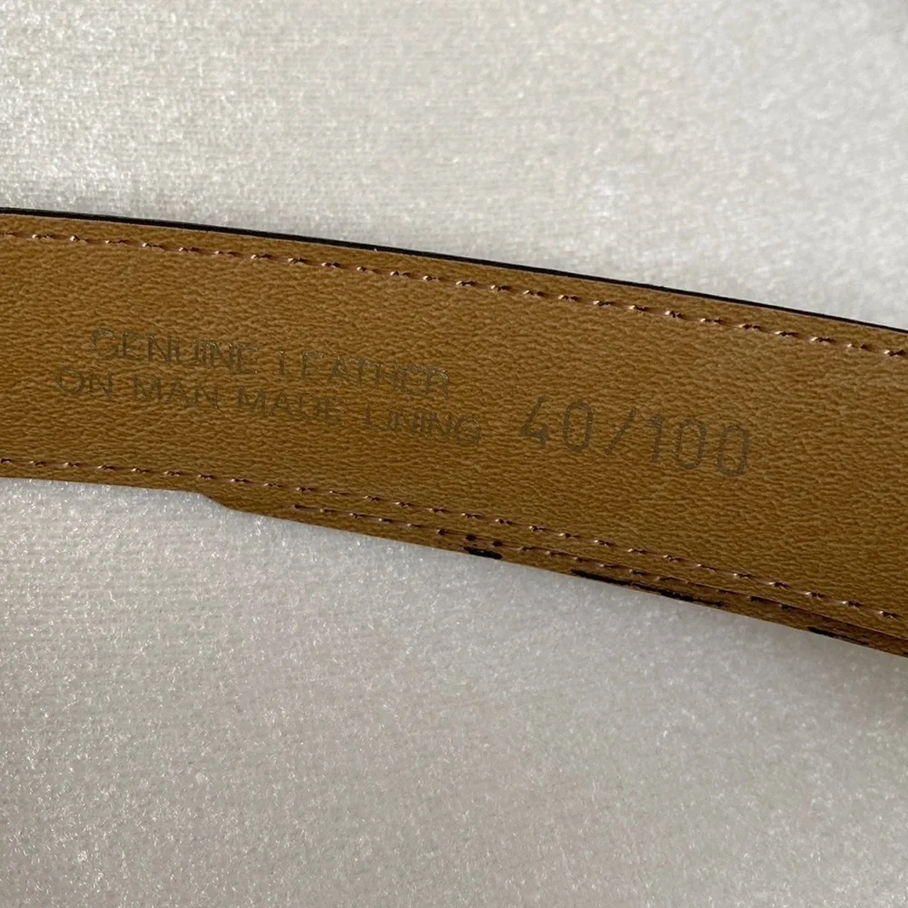 men’s brown leather belt size 40’. No brand listed.